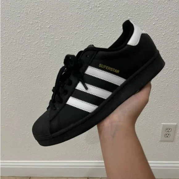adidas | Shoes | Adidas Superstar Black With White Stripes | Poshmark